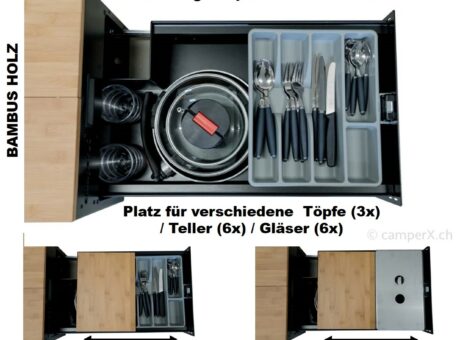 Kuechenbox camper Schublade Einteilung